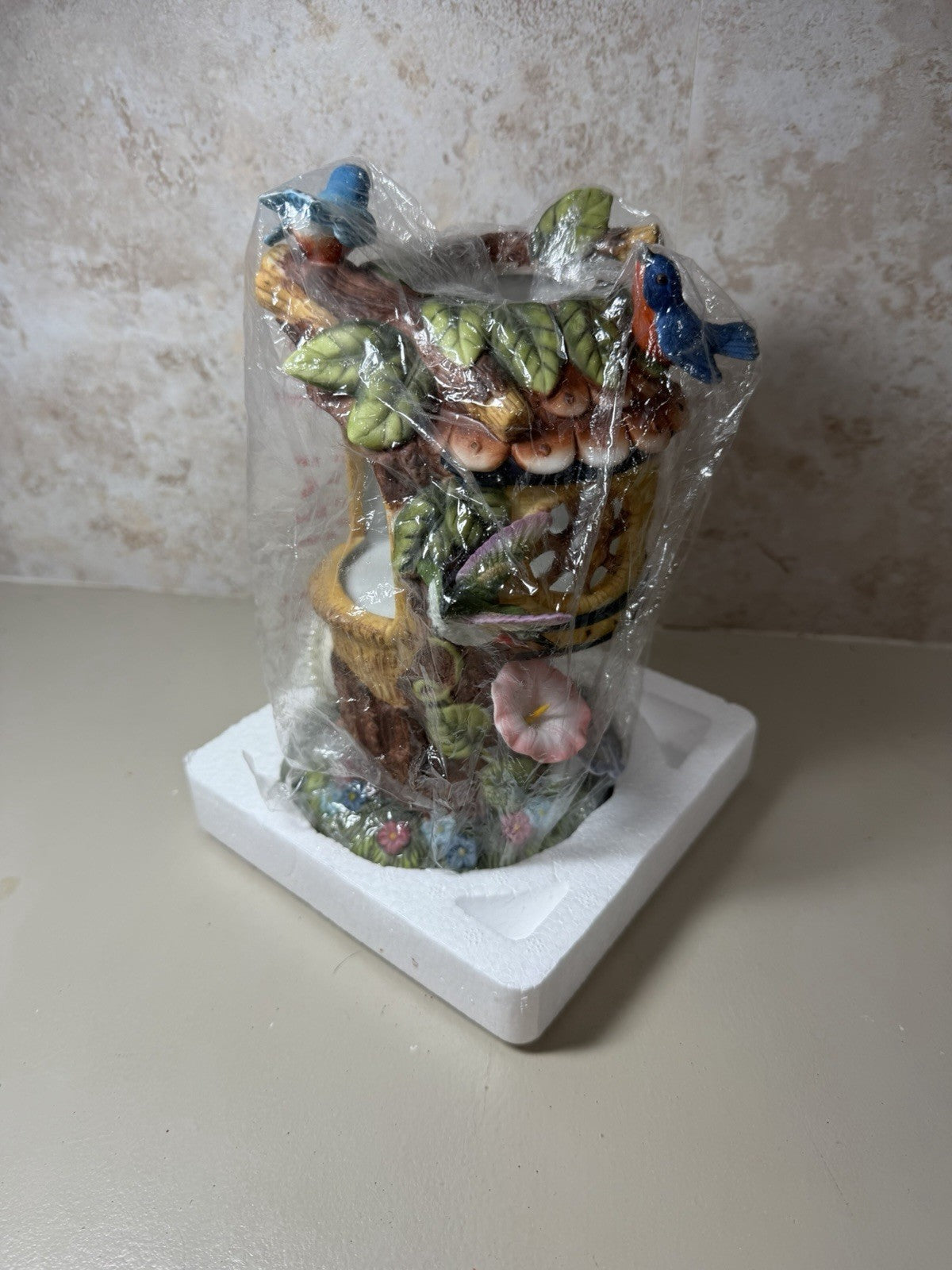 Vintage PartyLite Tree Top Inn P7320 Tealight Holder Birds Flowers New NIB Box