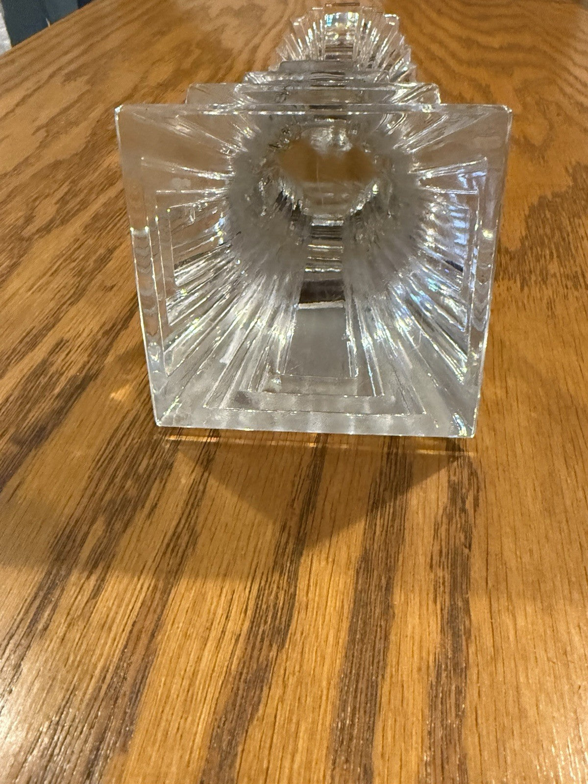 10" Crystal Candlestick Holder Clear Square Base Tall Taper Candle Holder
