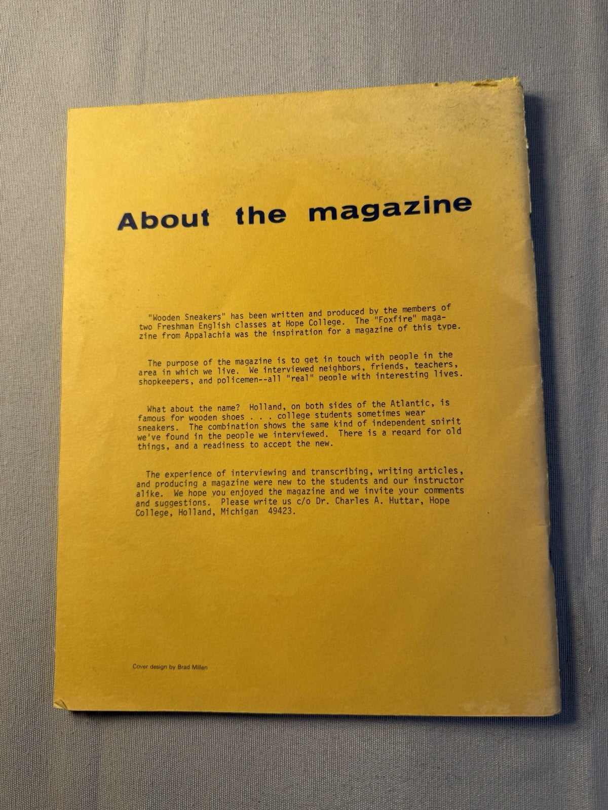 Vintage Wooden Sneakers Magazine Summer 1977 Hope College Student Publication
