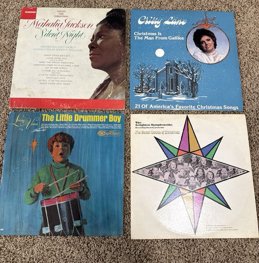 Vintage Christmas Vinyl Records Lot of 4 Mahalia Jackson Christy Lane Holiday LP