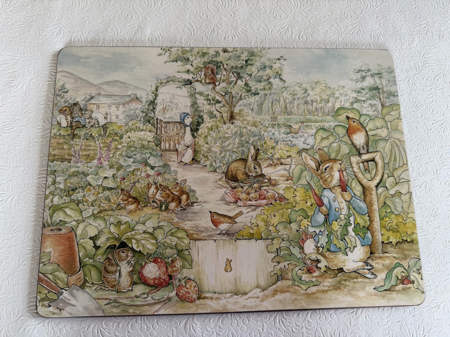 Beatrix Potter Peter Rabbit 12" Cork Placemats Set of 6 Garden Potting Decor