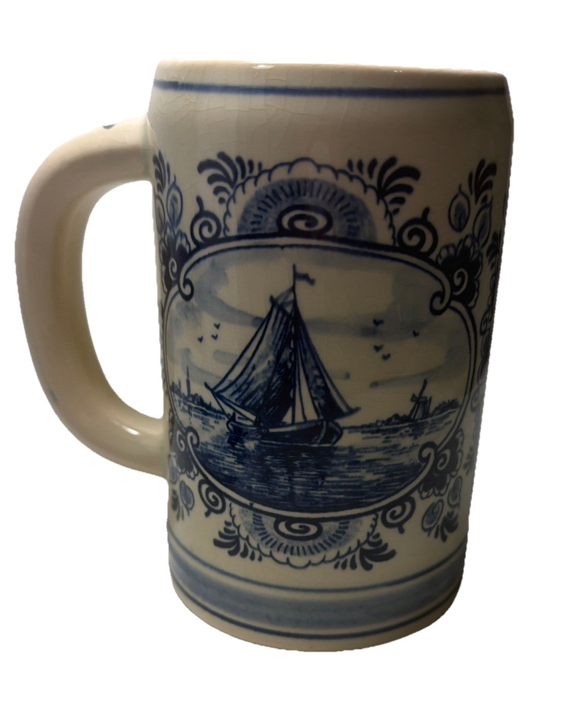 Blue Delft Hand Painted Mug Made in Holland Troost Tobacco 5"