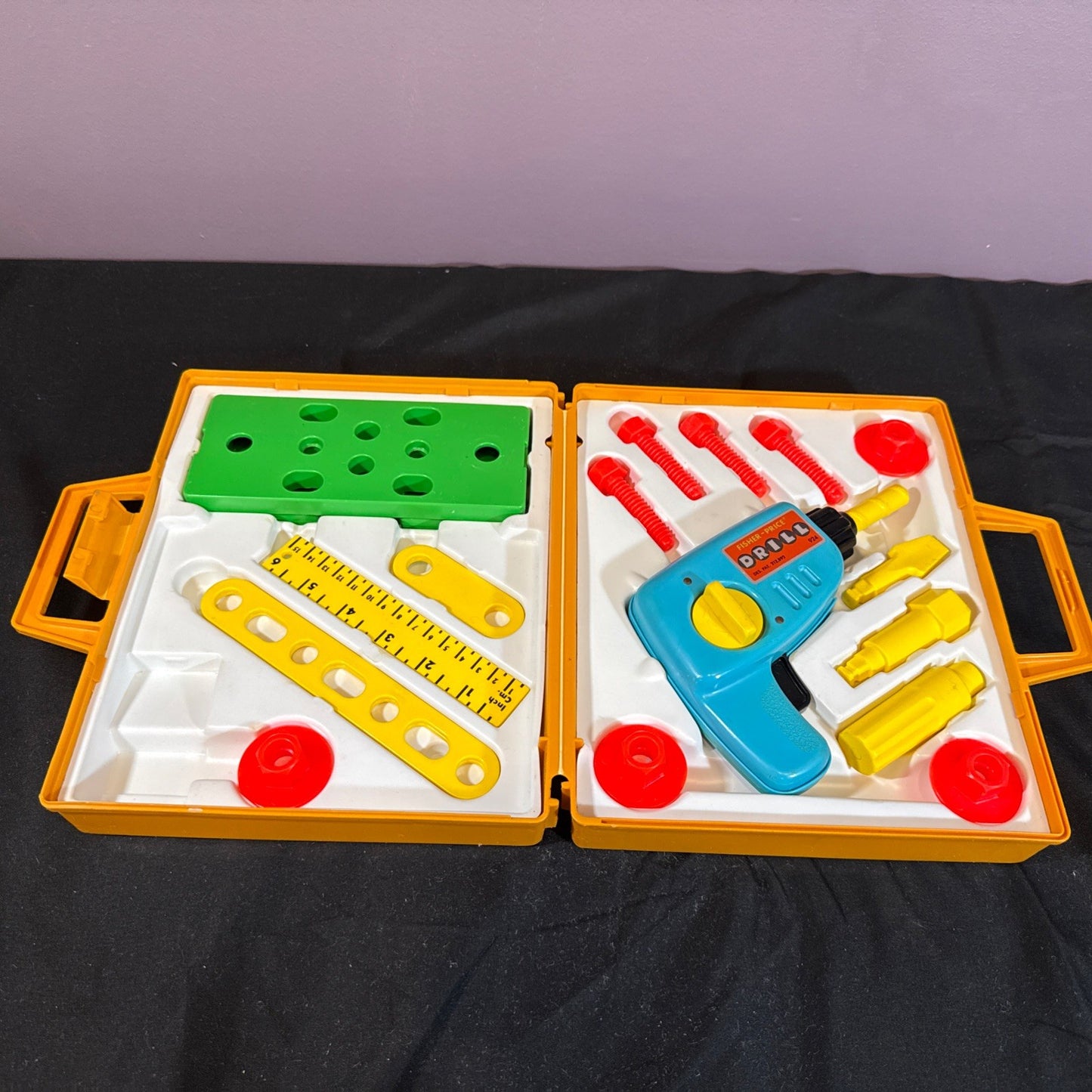 Vintage 1970's Fisher Price Tool Kit With Tools And Drill #924 * VERY NICE!