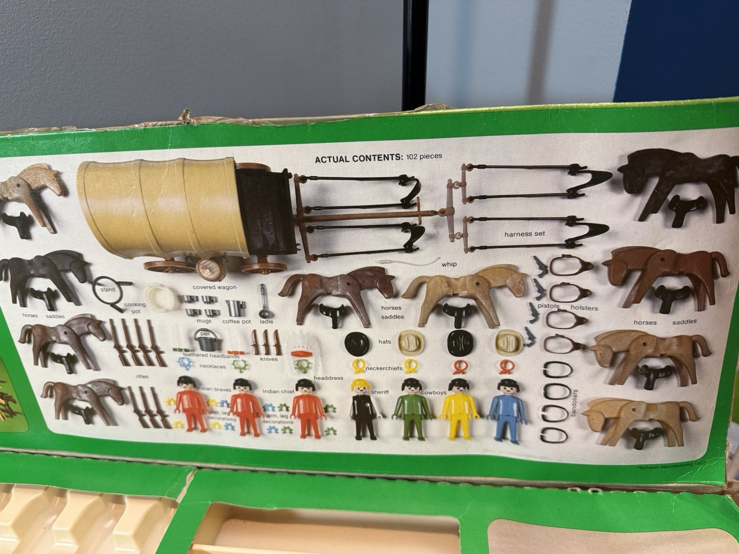 Vintage Playmobil 044 Western Cowboy & Indian Super Deluxe Set 1977 w/extras
