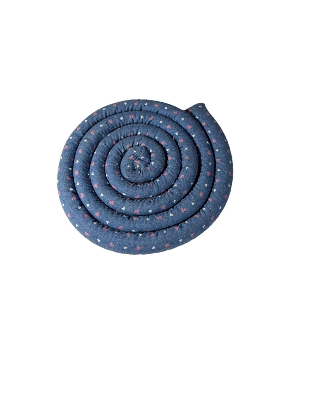 Vintage Fabric Trivet Coiled Blue Floral Heavy Weighted 5"