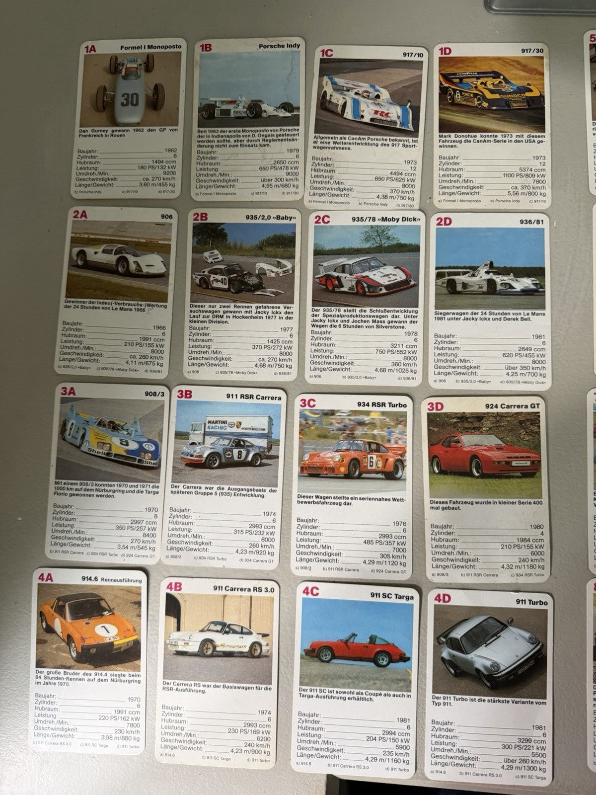 Vintage FX Schmid Porsche Quartett Card Game # 52820 Complete Auto Cards Germany