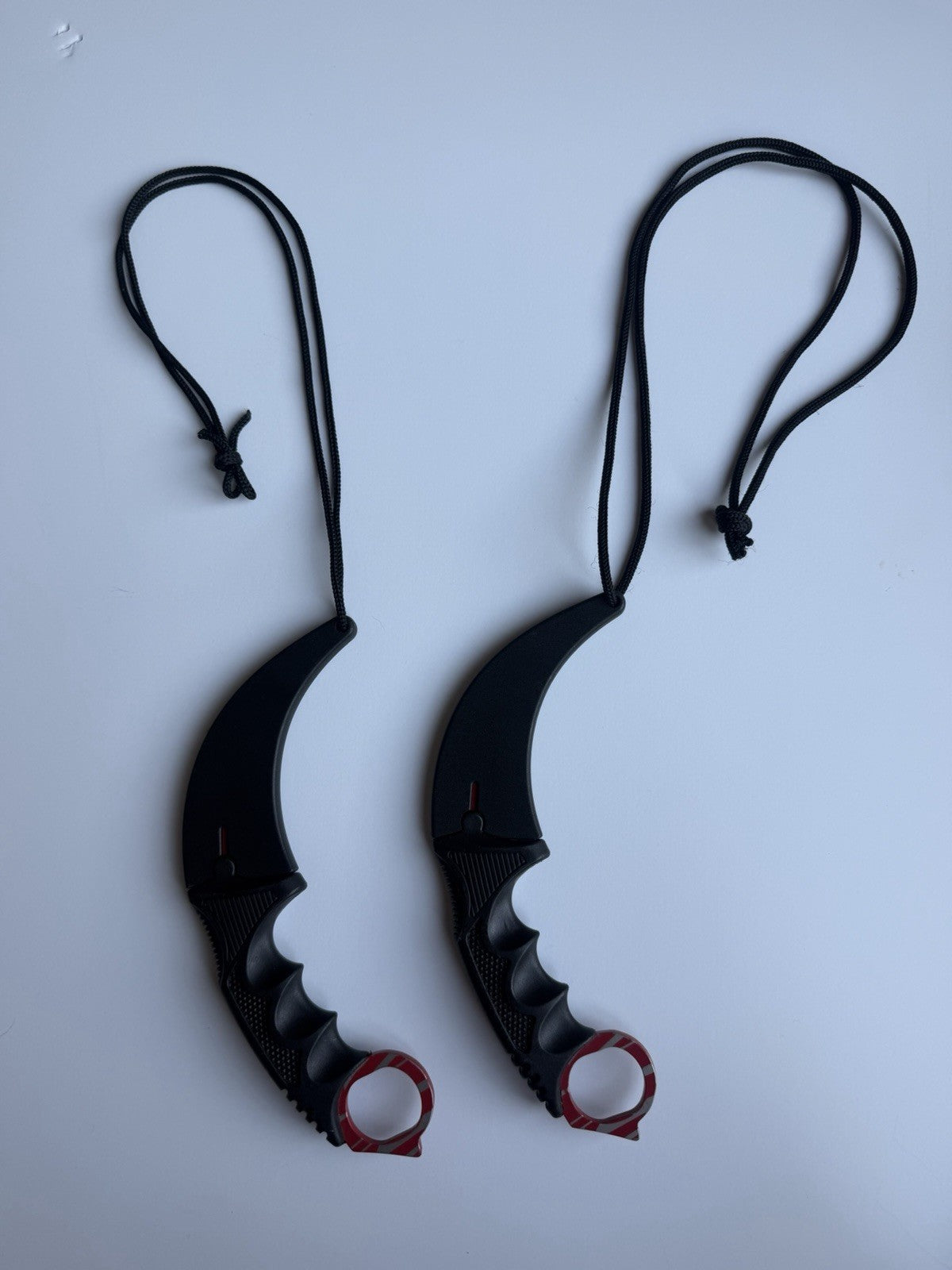 Fixed Blade Karambit Knife Pair Lot of 2 Red Tiger Stripe with Sheaths