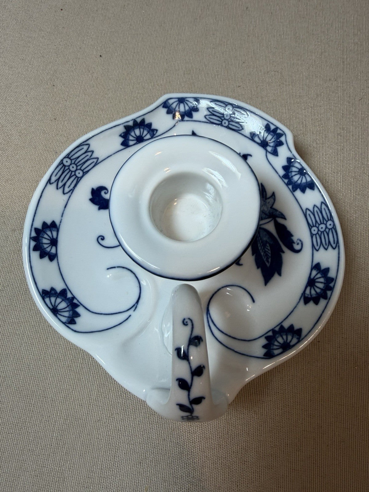 Vienna Woods Blue Onion Fine China Candle Holders Taper Dish Lot 2 Seymour Mann