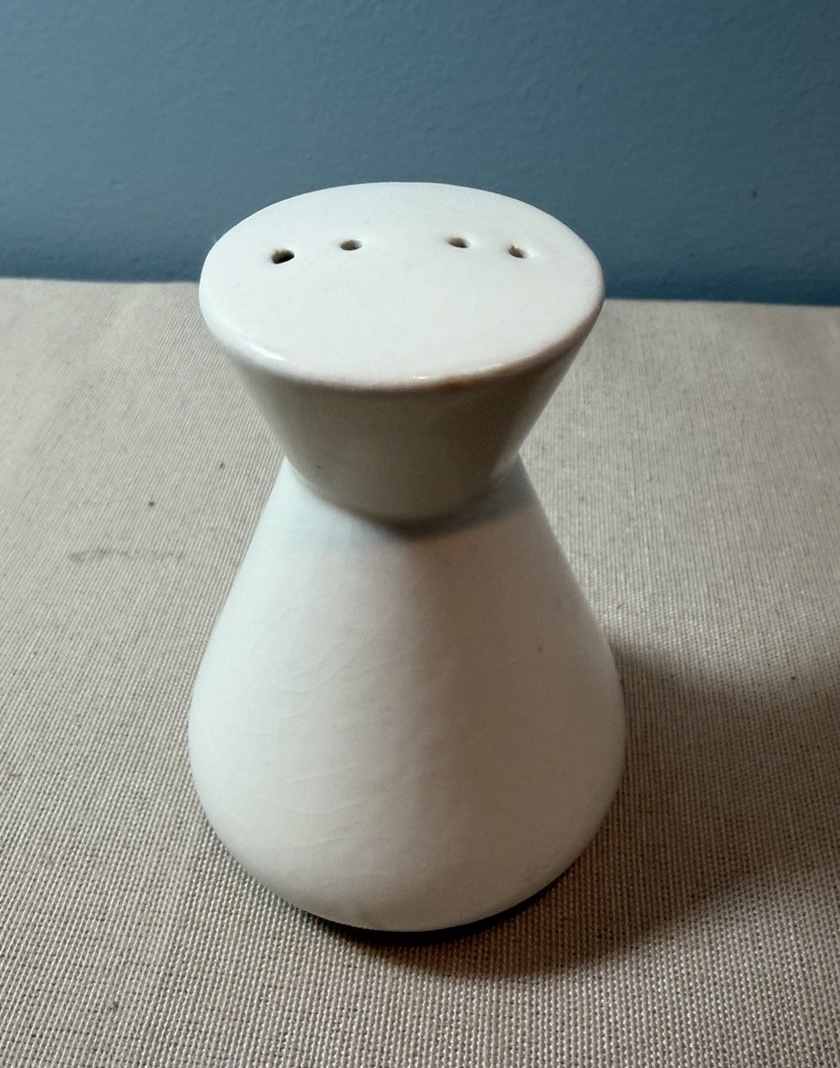 Vintage Ceramic Salt Pepper Shakers Cream White Blue Hand Painted Floral Pair 2