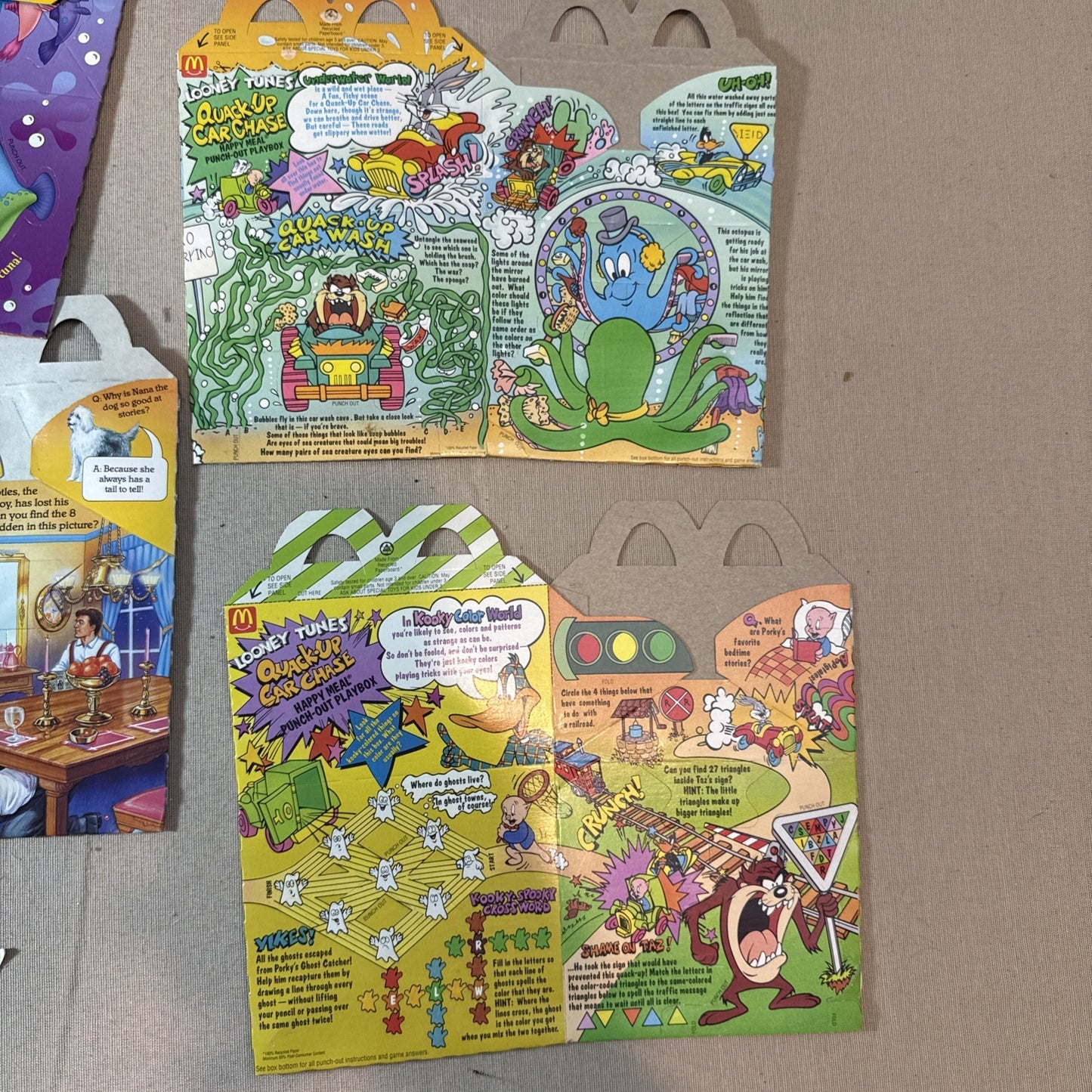 Vintage McDonalds Taco Bell Kids Meal Box Lot 10 Barbie Ariel Shaq Looney Toons