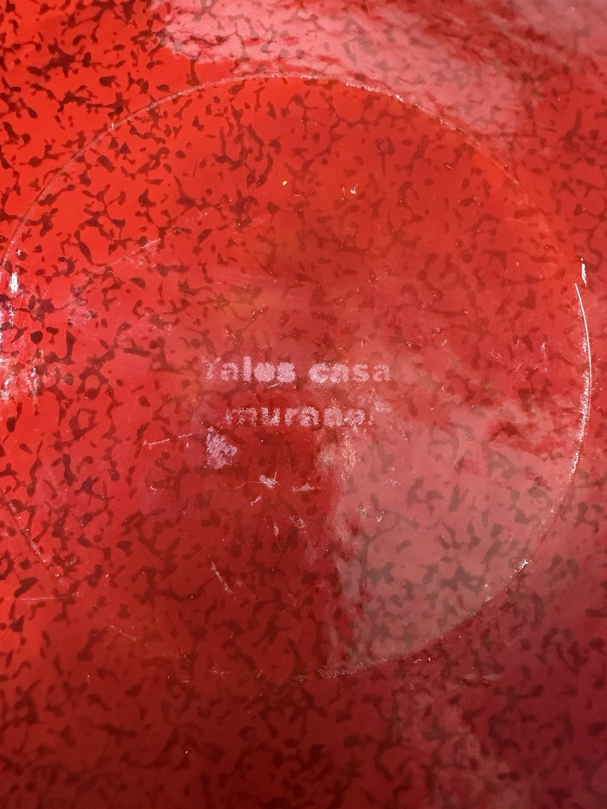 Talus Casa Murano Style Red Art Glass Crackle Decorative Bowl 15 Inch Hand Blown