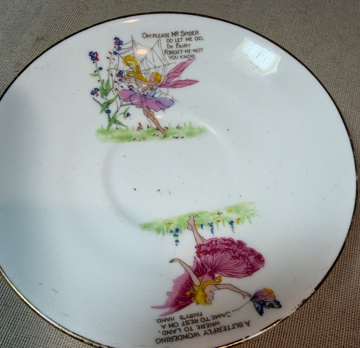 Chelsea Staffs Fairy Teacup Saucer Bone China Floral Tea Set Made in England