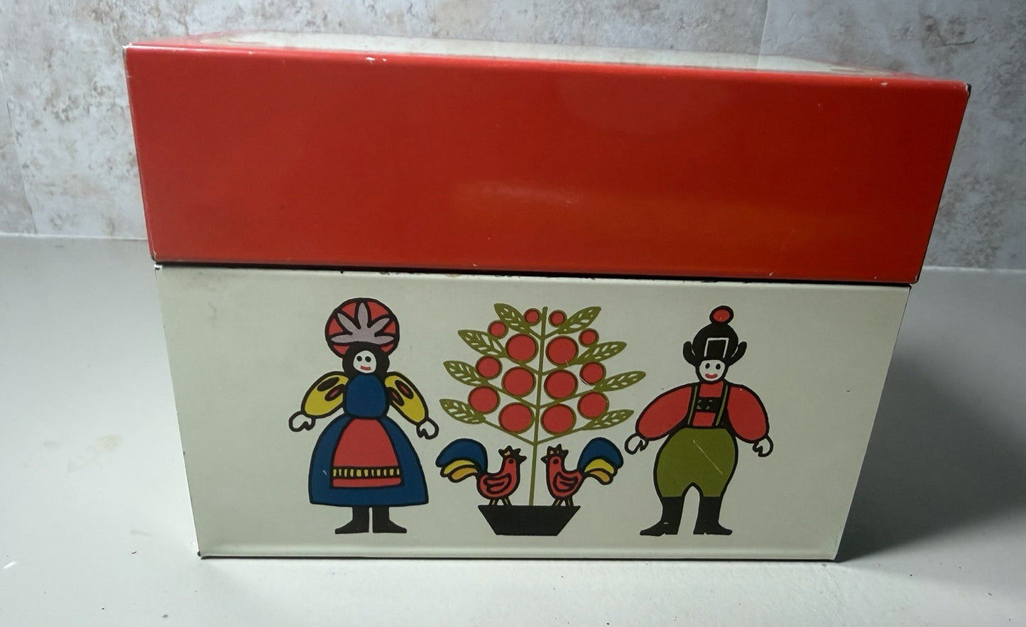 Vintage Art Craft Metal Recipe Box Grandma Recipes Matching Potholder Kitchen