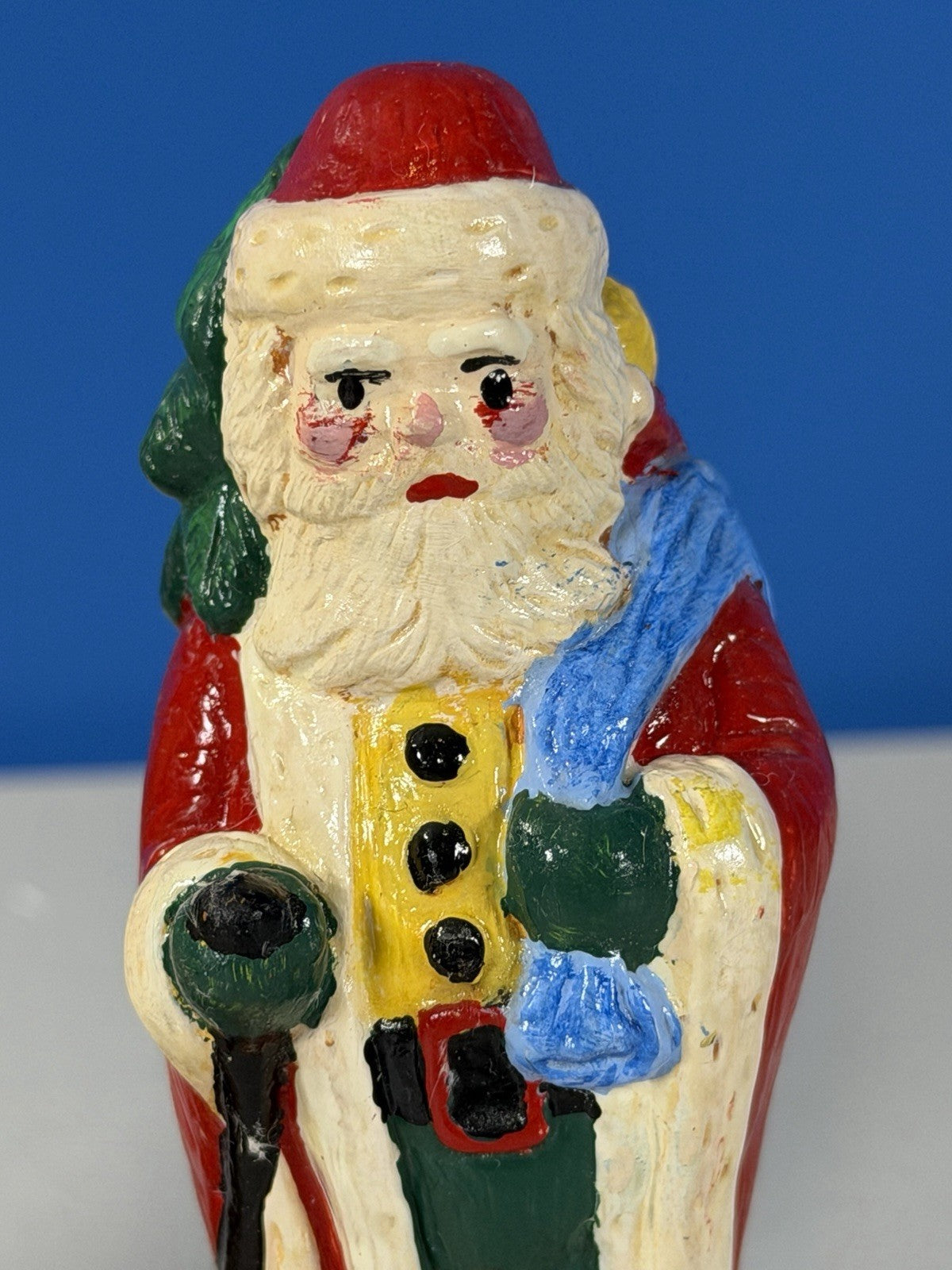 Vintage Hand Painted Resin Santa Claus Figurines Lot of 2 Antique Style Pair