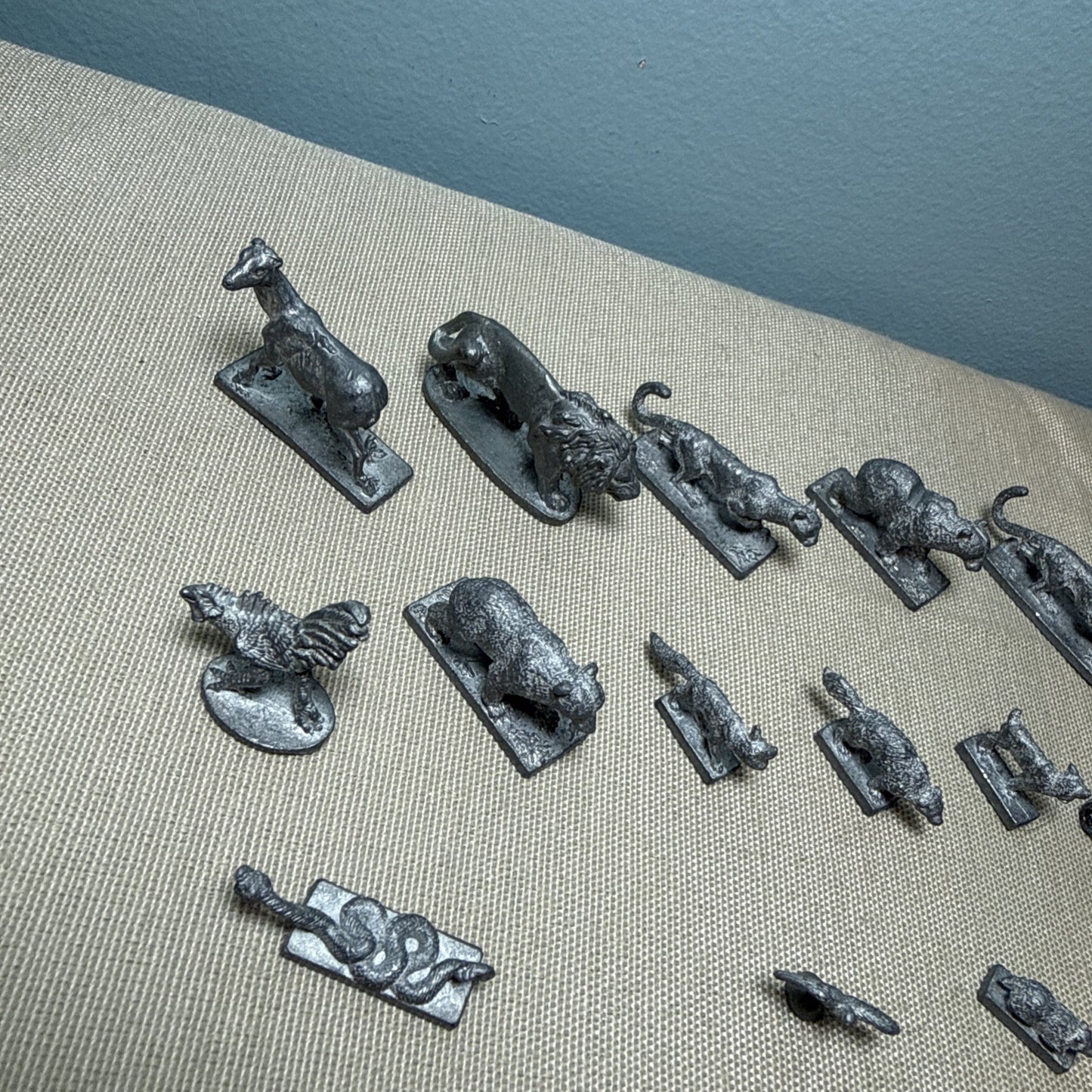 Vintage Metal D&D Miniatures Wolves Lions Bears Snake Familiars 21 Animals Lot