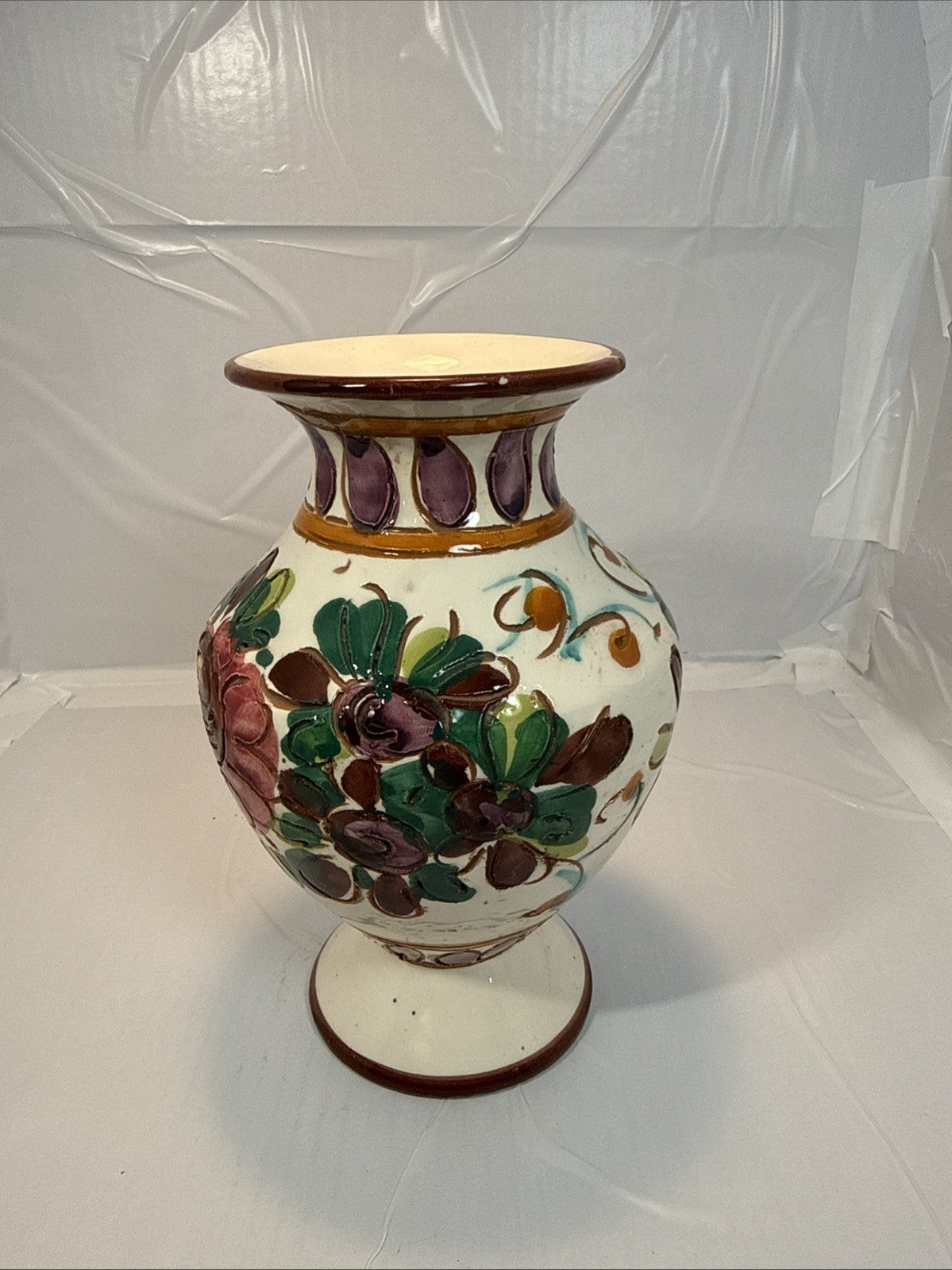 Antique Hand Painted Vase Signed Decorative Porcelain 8”x5”