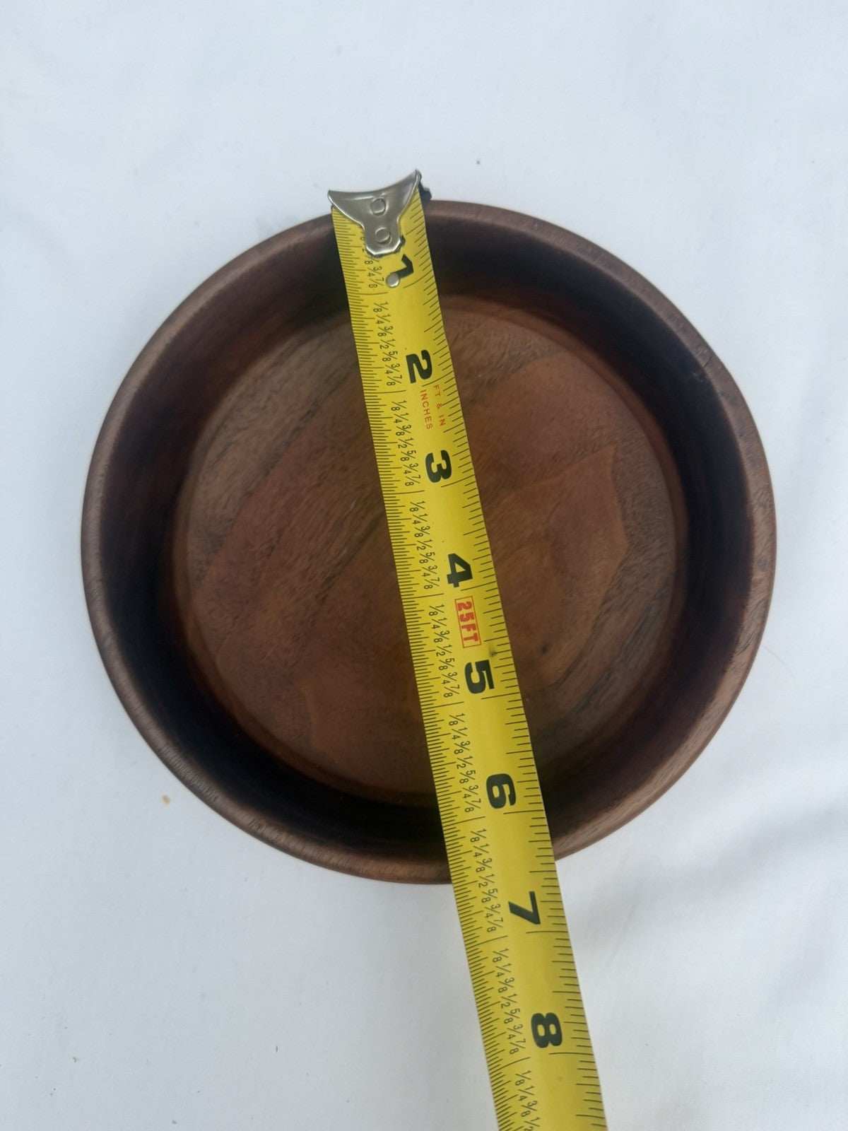 Vintage Signed R Clark Hand Turned Walnut Wood Bowl Mid Century Handmade 7"