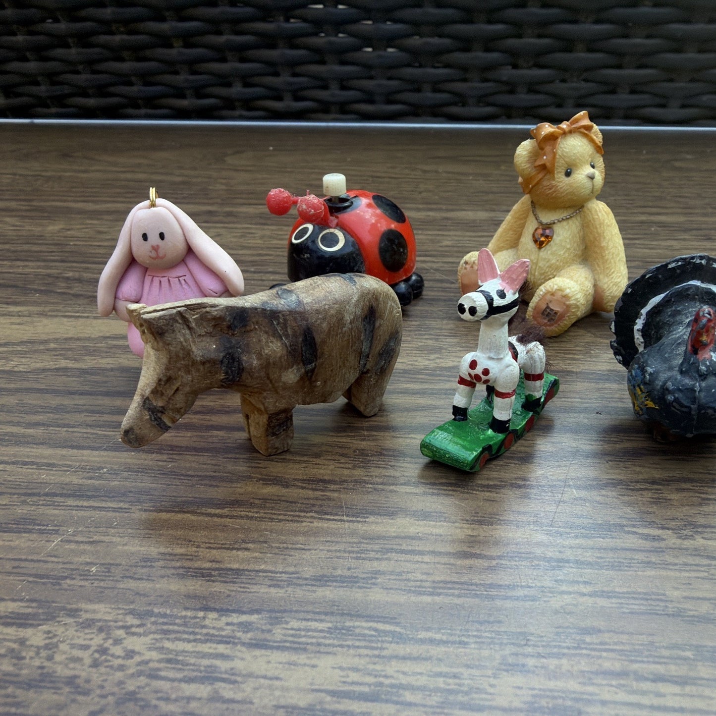Mixed Miniature Animal Lot Wooden Zebra Duck Resin Turkey Ceramic Bird