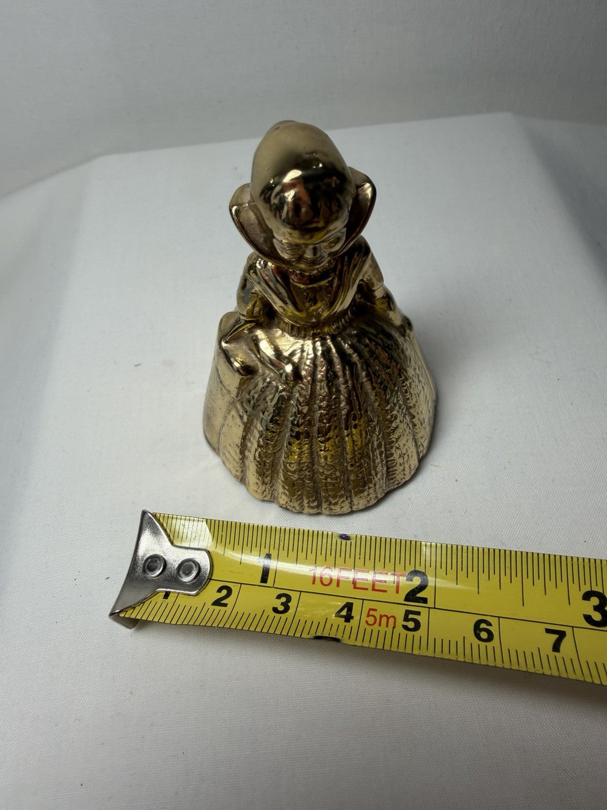 Vintage Brass Victorian Lady Dinner Bell 2.5” Working Bell England