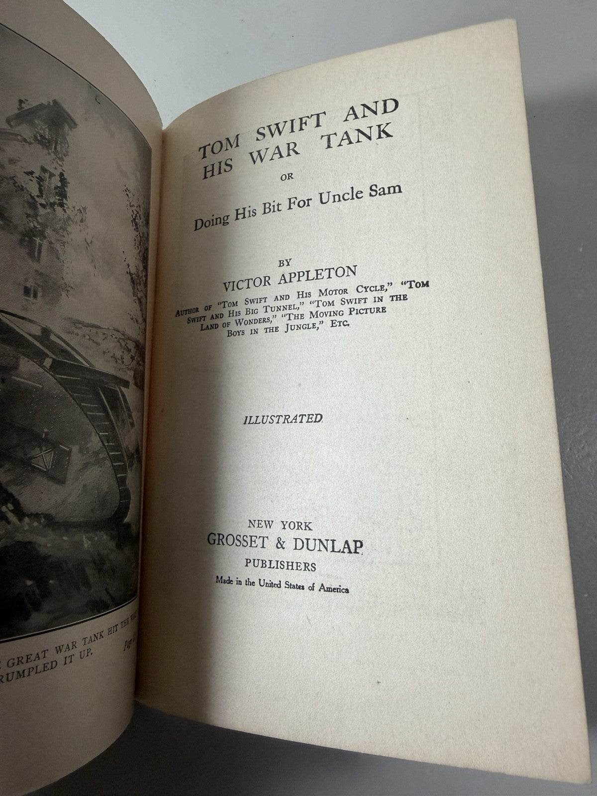 Vintage Tom Swift Books Lot 3 Motor Boat War Tank Victor Appleton Grosset Dunlap