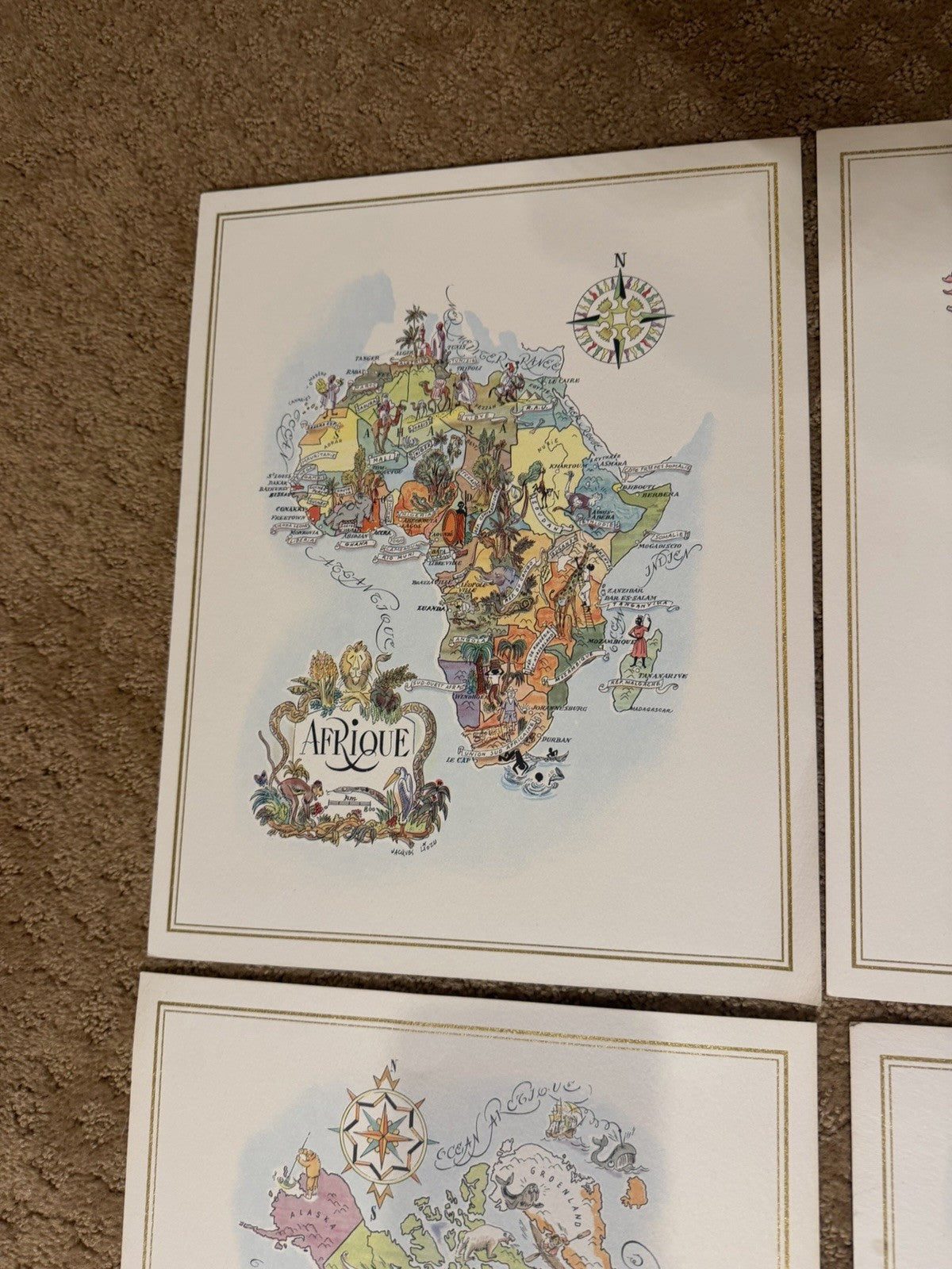 Vintage Pan Am Illustrated Map Prints Lot 7 Continental Cartography Art 12x14