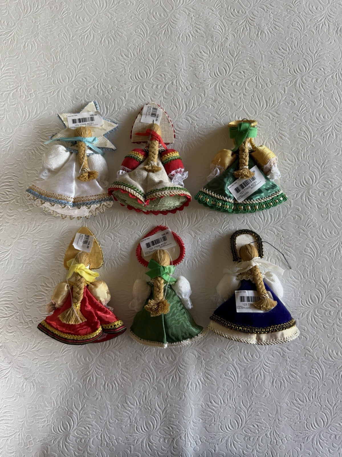 Russian Porcelain Folk Doll Ornaments Set of 6 Traditional Costume NewKokoshnik