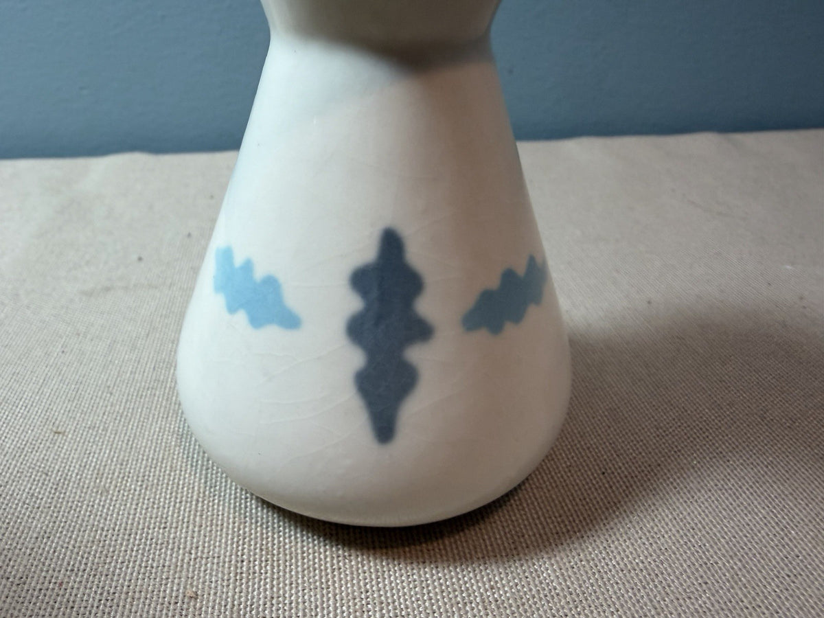 Vintage Ceramic Salt Pepper Shakers Cream White Blue Hand Painted Floral Pair 2