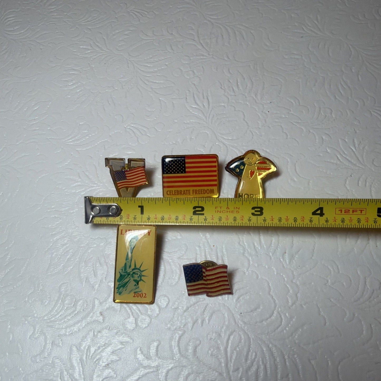 Vintage Patriotic Lapel Pin Lot American Flag Keychain Liberty 2002 Victory Pin