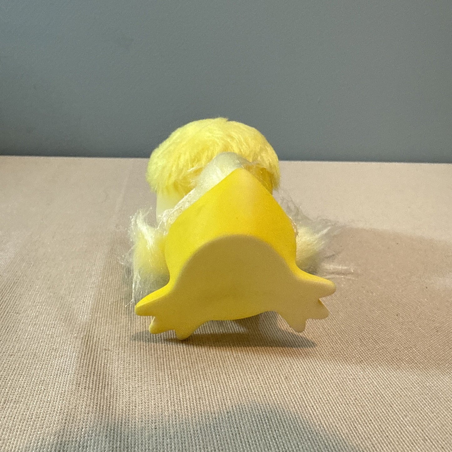 Vintage 1950s Daisy Chick Plush Rubber Face Easter Toy Flower Crown Japan