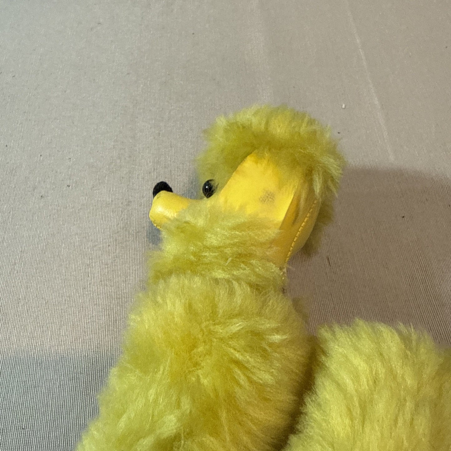 Vintage 1960s Pompie Poodle Plush Yellow Heart Tag Retro Toy Dog