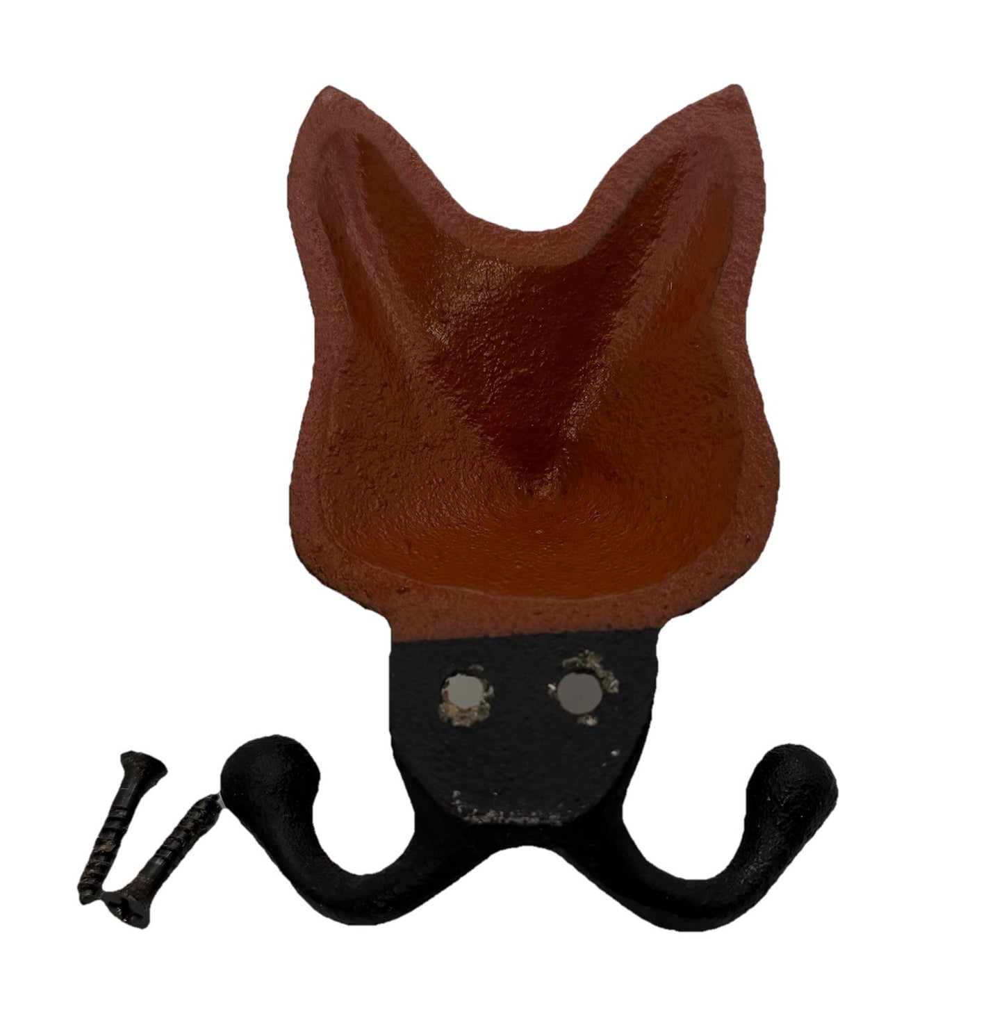 Vintage Cast Iron Wolf Head Wall Hook Rustic Cabin Coat Hat Hanger