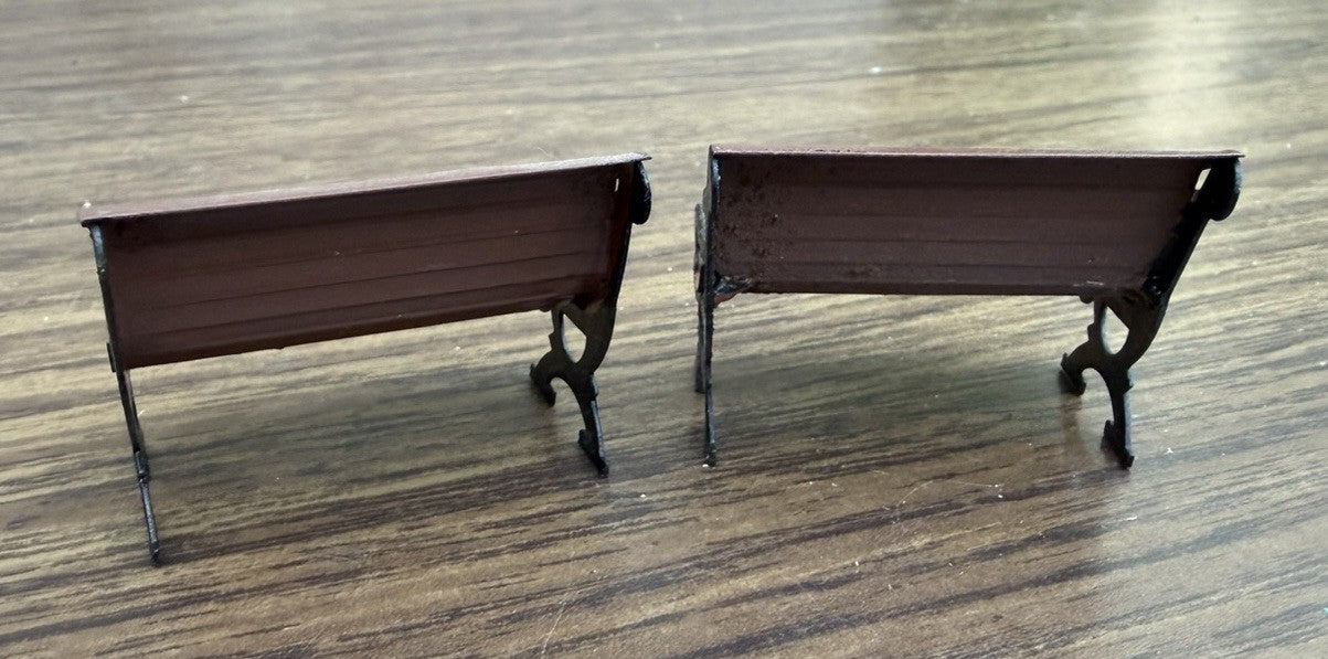 Lemax Christmas Village Park Bench Brown Metal 24033 Lot of 2