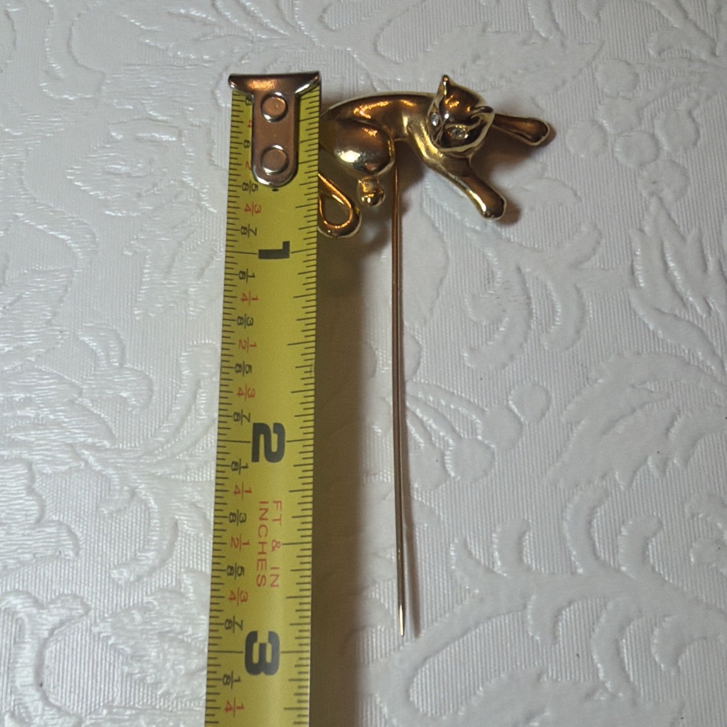 Vintage Weingeroff Cat Brooch Kitten Stick Pin Jewelry Lot of 2 pins with Case