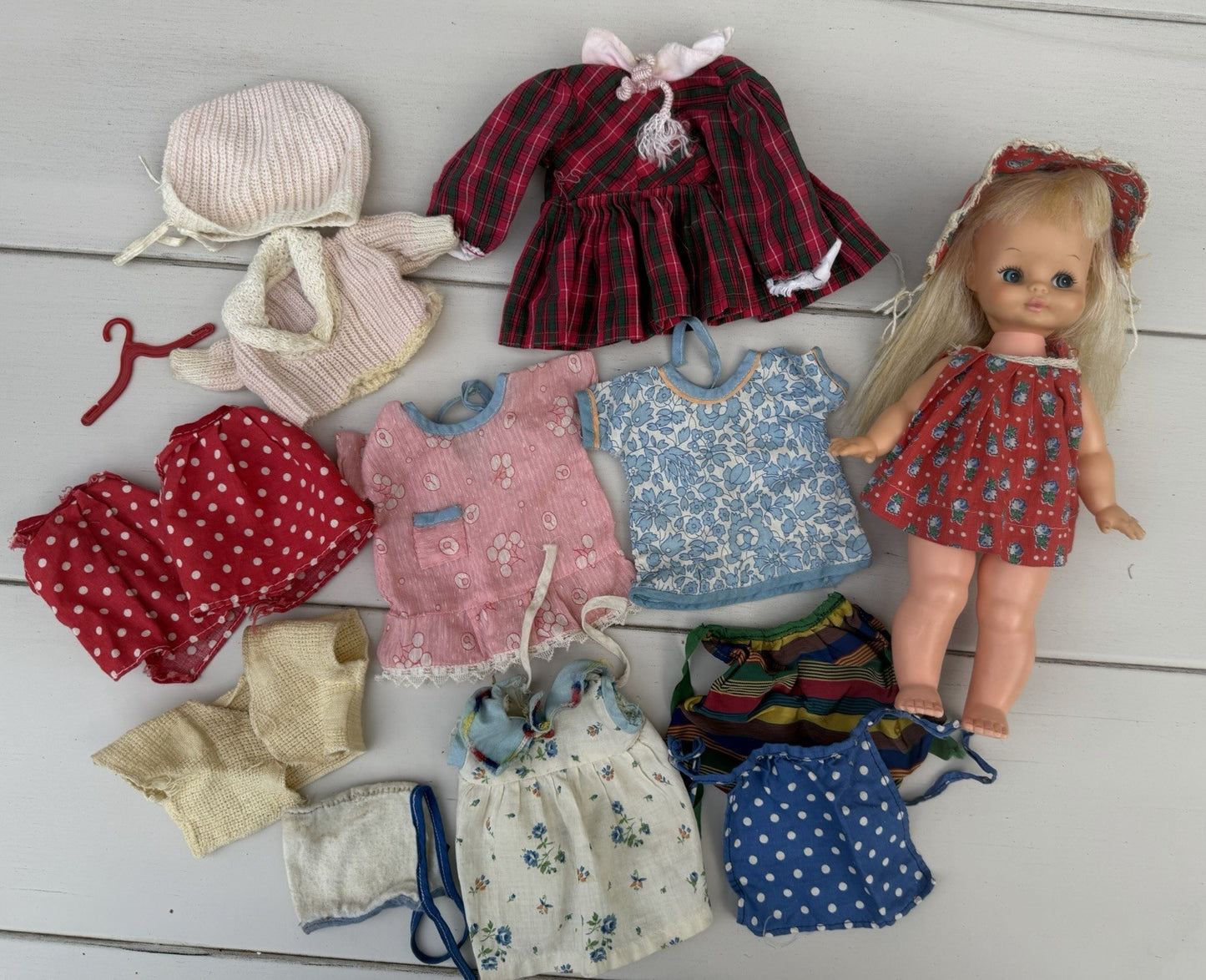 Vintage 1969 Horseman Doll  Pink Doll Steamer Trunk and Vintage Doll Clothes