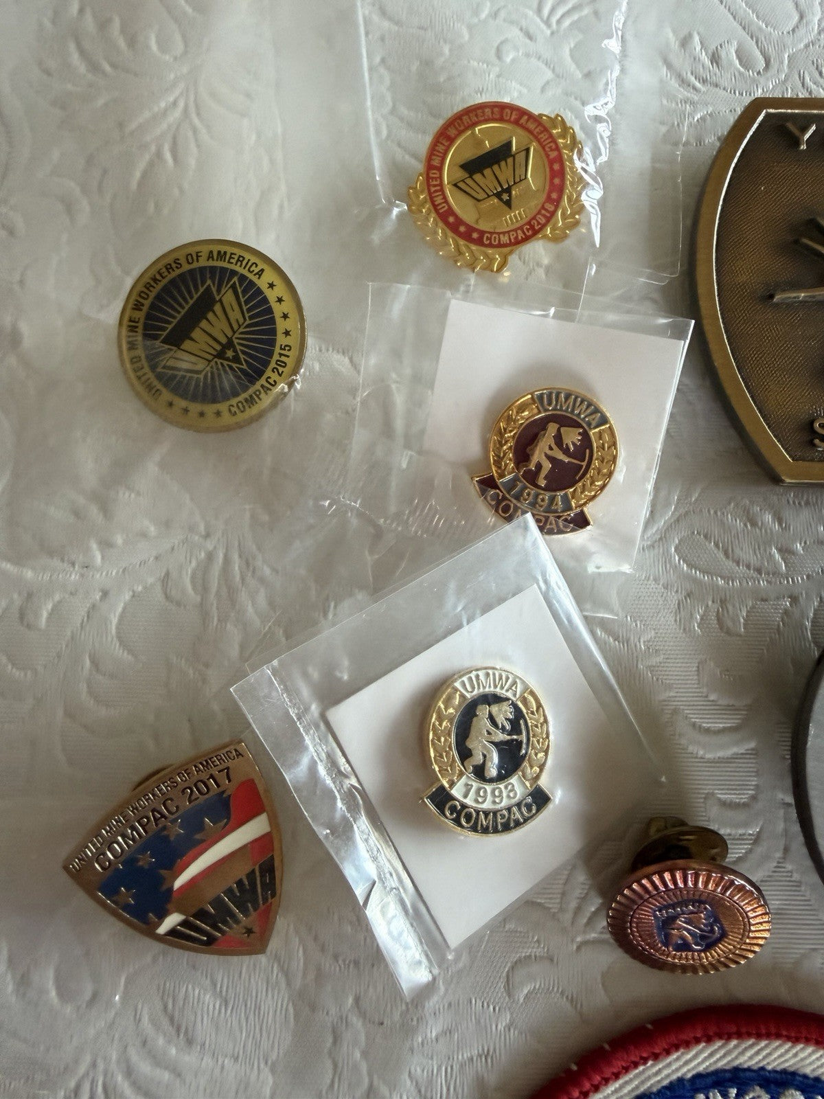 Vintage UMWA Union Y&O Coal Belt Buckles Lapel Pins District 6 Patch Lot