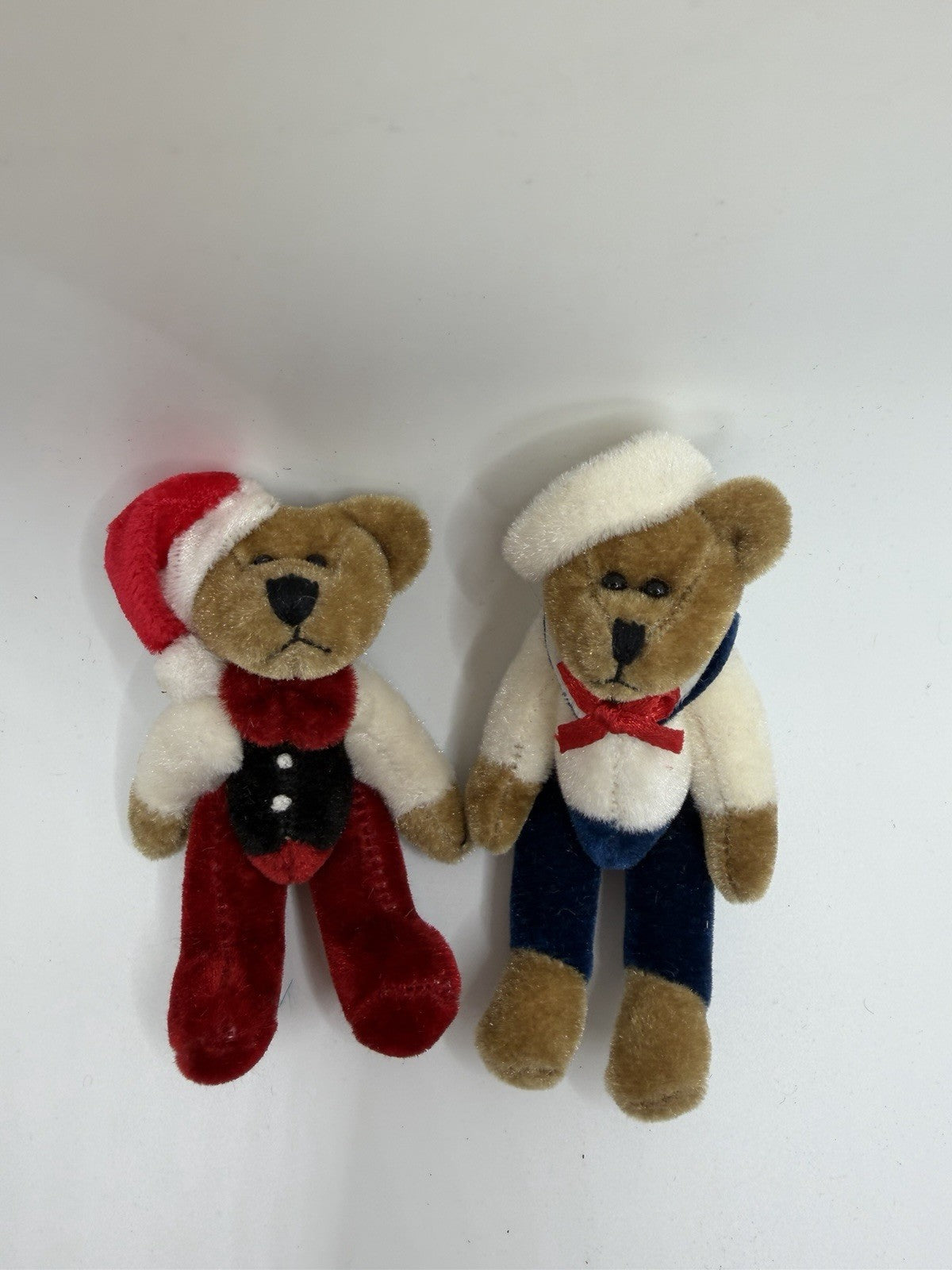 Vintage Mini Jointed Teddy Bears Santa Sailor Plush Toys 3.5 Inch Lot of 2