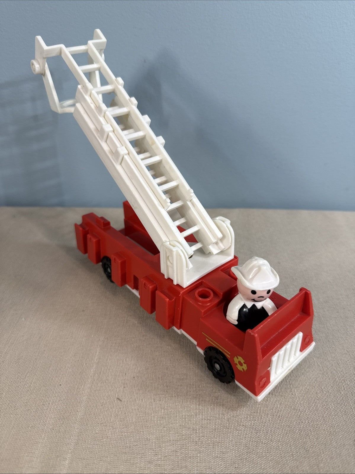 Vintage Fisher Price Little People Fire Trucks Ambulance Mail Truck + 3 Figures