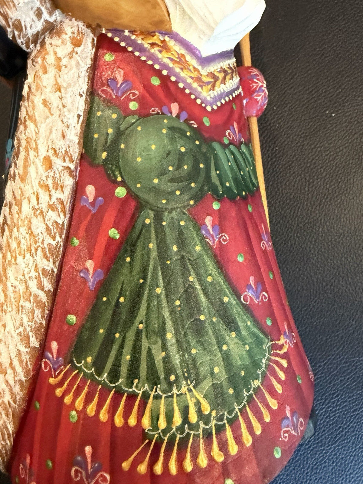 Hand Carved Russian Santa Claus Sergiev Posad Signed Folk Art Figure 9.5" Wood