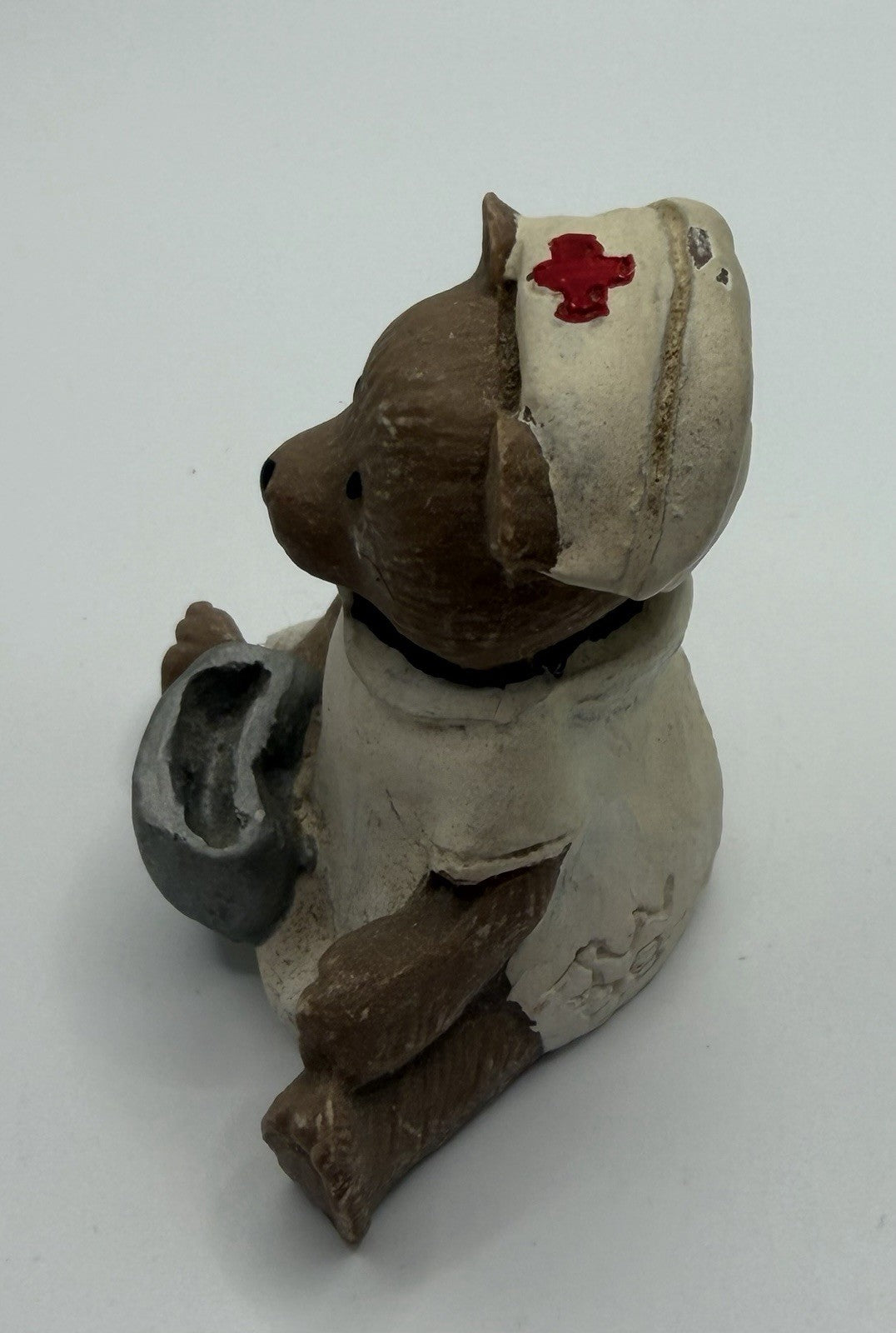 Vintage Red Cross Nurse Bear Figurine 2 Inch Resin Hospital Medical Collectible