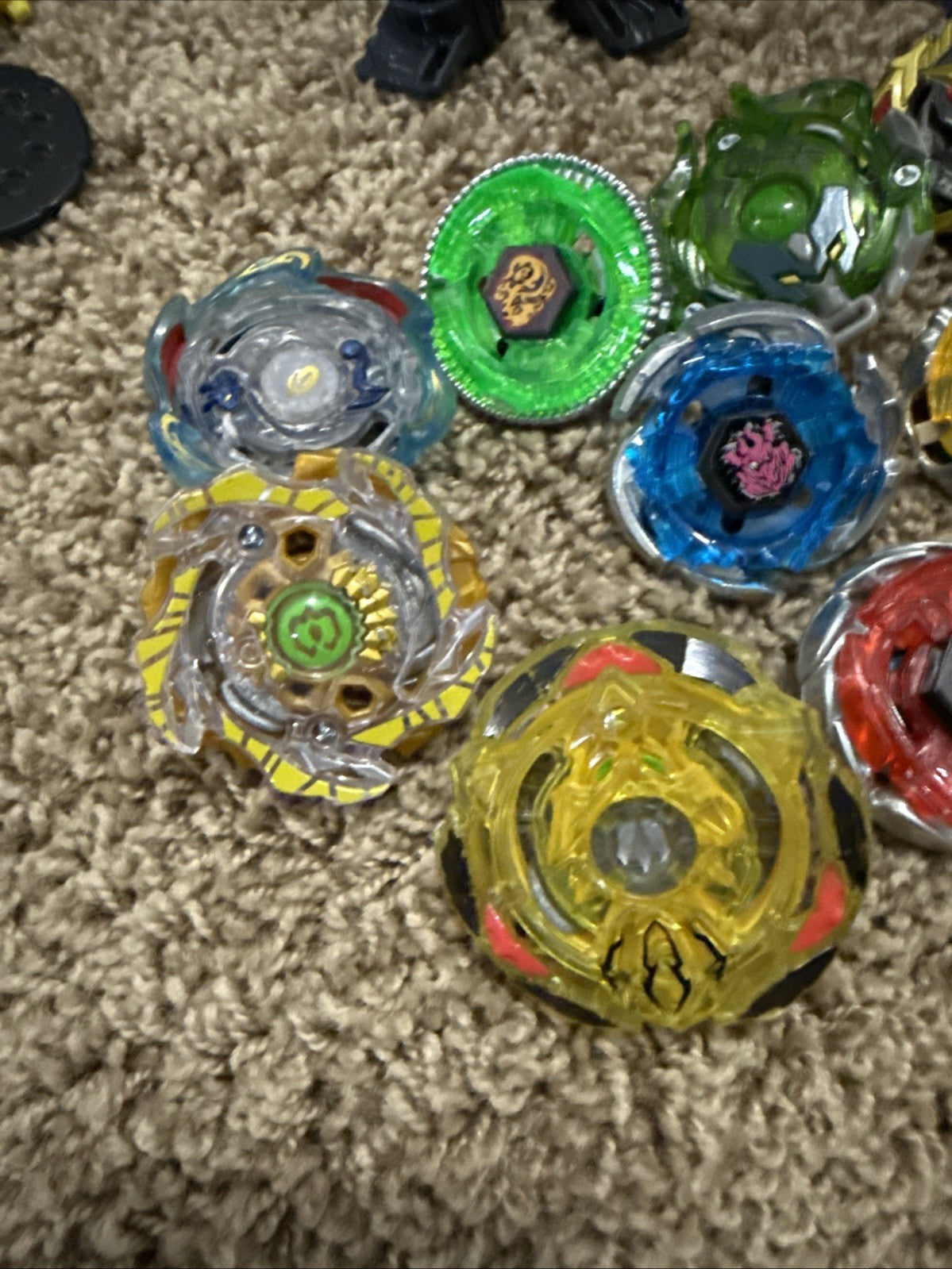 Beyblade Lot 100 Plus Assorted Parts Launchers Stadium Pieces Storage Box