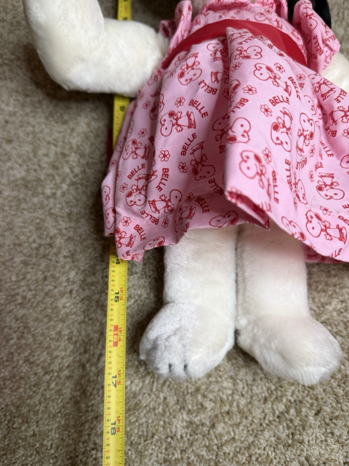 Vintage Peanuts Snoopy Belle Plush Lot Valentine Heart Easter Bunny 17"