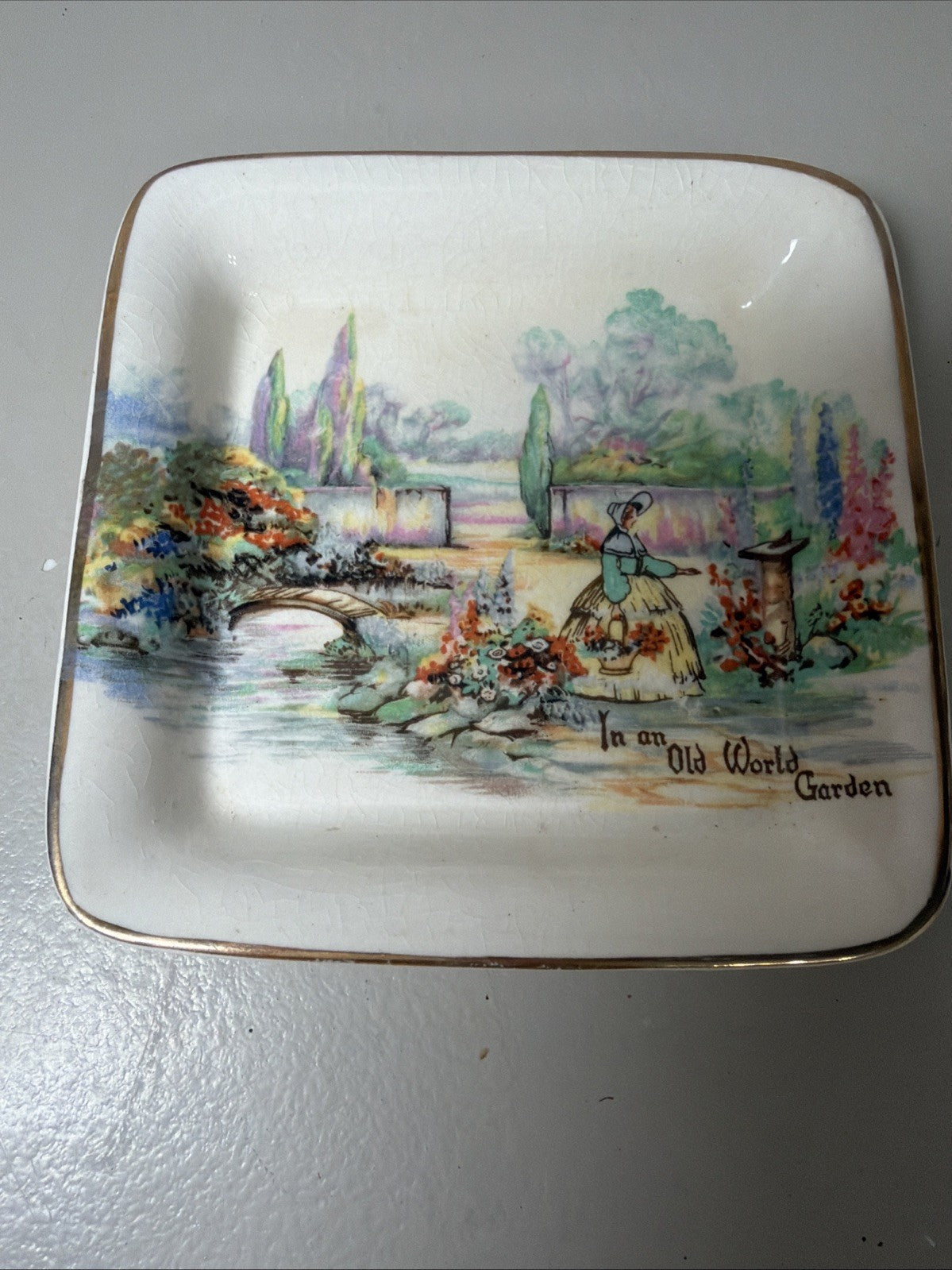 Vintage English Cottage Ceramic Sandland Ware Trinket Dish Vase Bowl England