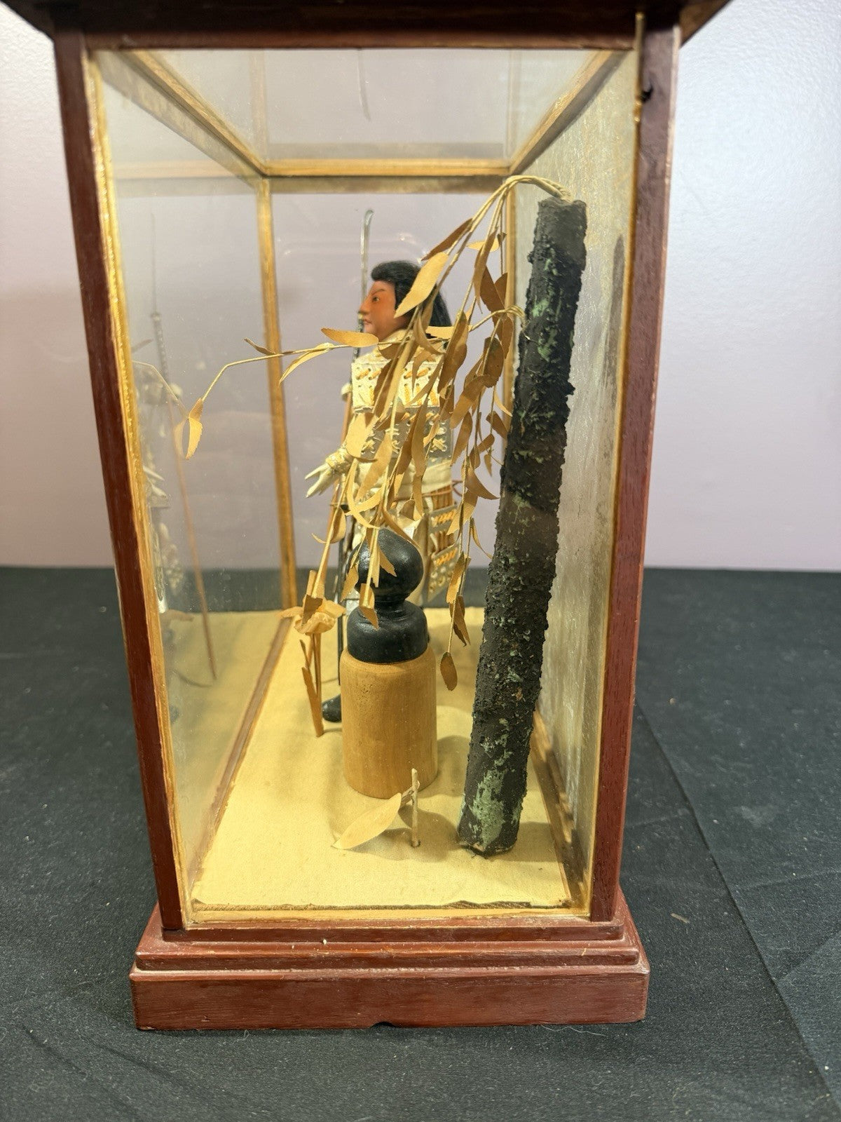Authentic Japanese Musha Ningyo Warrior Doll Glass Case Samurai Figure