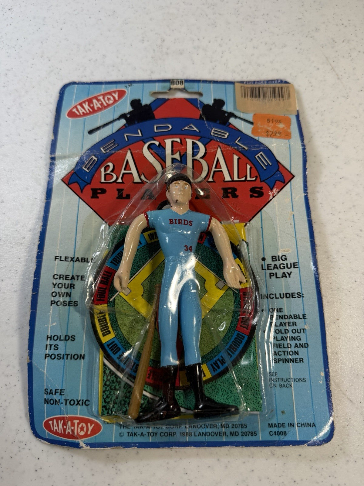 Vintage Bendy Toy Lot 1988 Tak-A-Toy Sealed Baseball & Loose Easter Figures