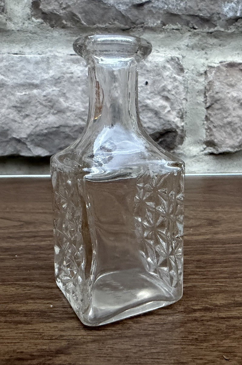 Vintage Czechoslovakian Diamond Quilted Glass Decanter Bottle