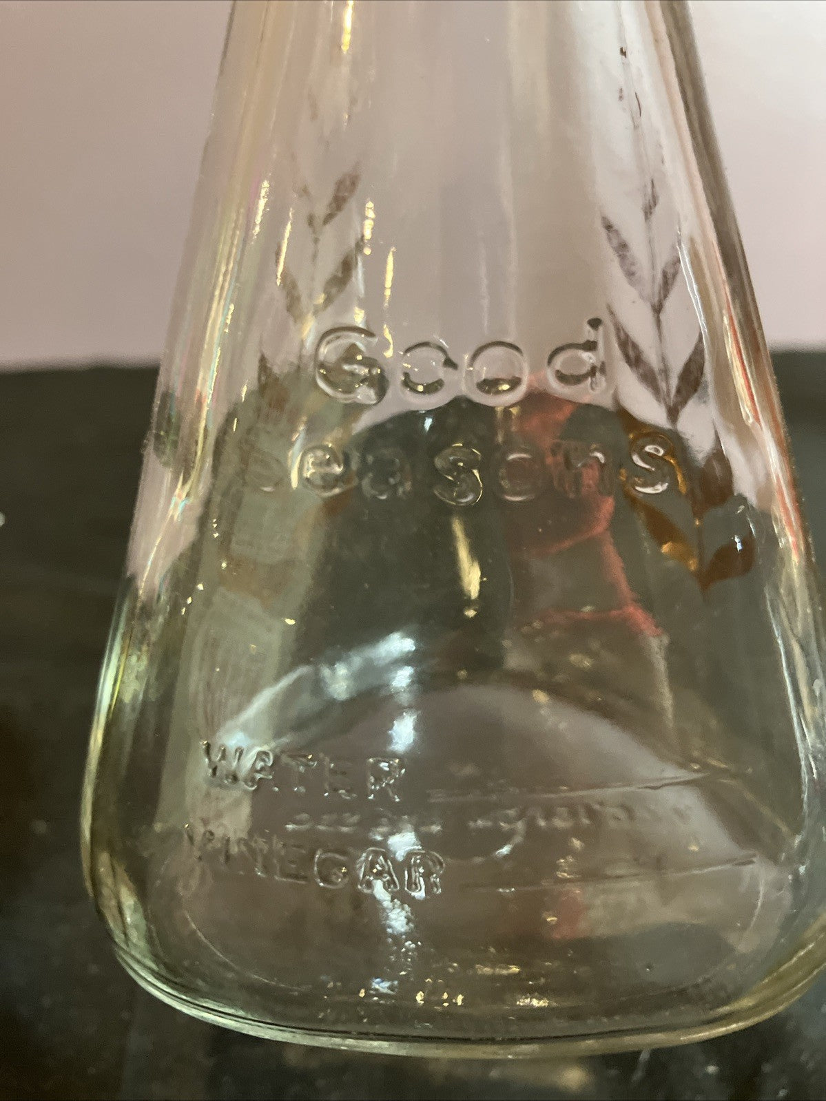 Vintage Good Seasons Glass Cruet Gold Leaf Oil Vinegar Bottle