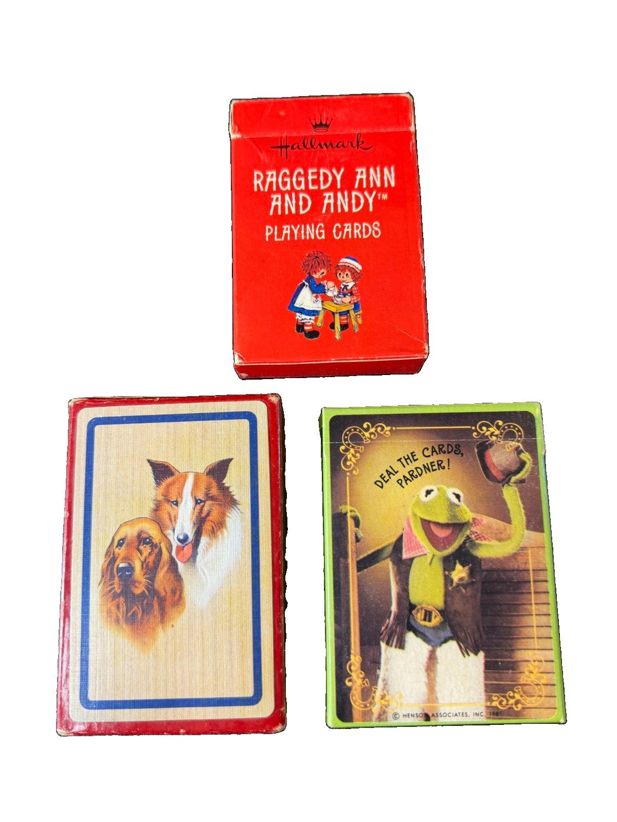 Vintage Playing Cards Kermit Frog Hallmark Raggedy Ann Dog Card Decks Lot of 3