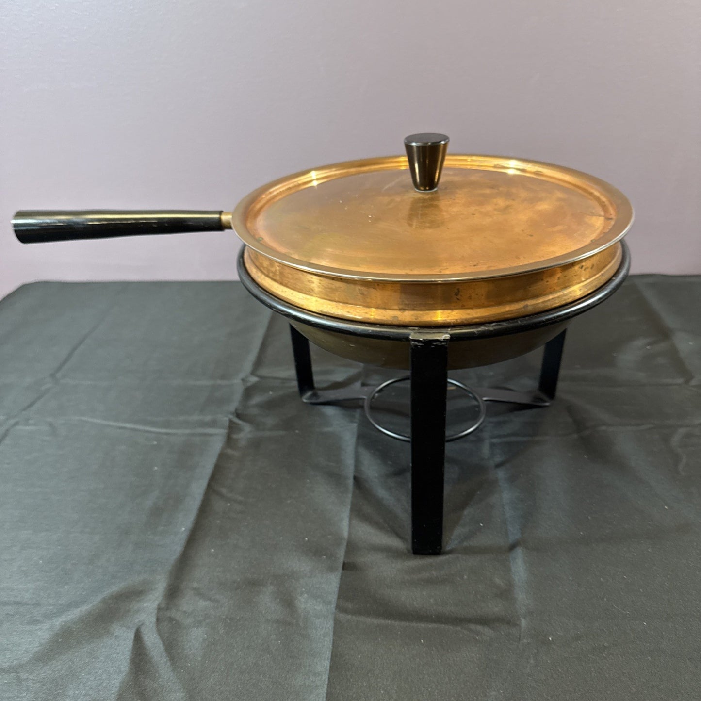Vintage Solid Copper Buffet Chaffing Dish And Warmer Bowl Set of 3 Pieces