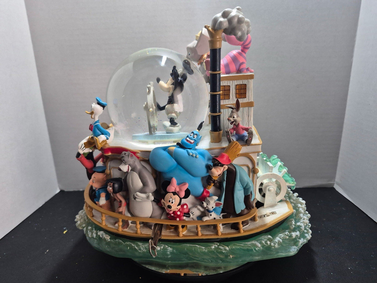 Disney Mickey 75th Anniversary Steamboat Willie Musical Snow Globe Vintage