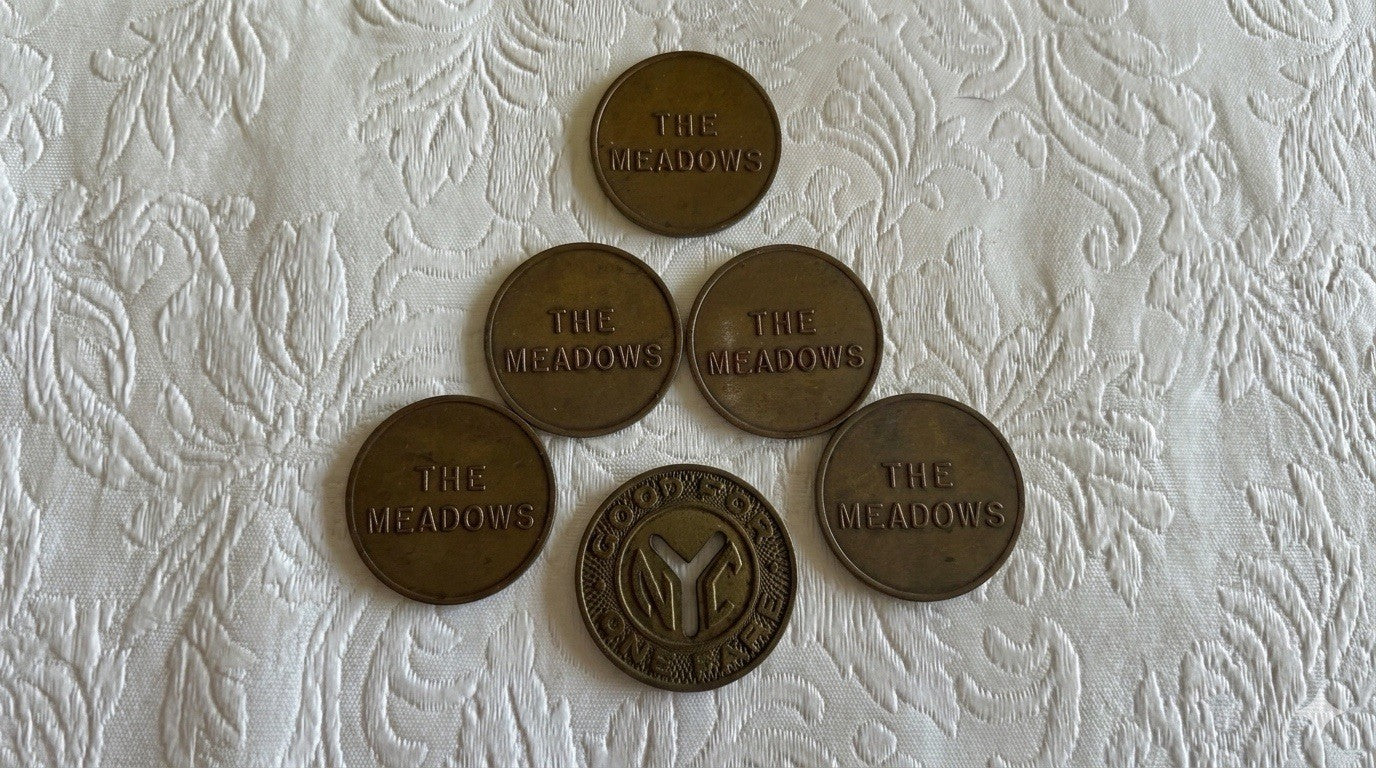 Vintage Token Lot NYC Subway Grandstand The Meadows Admission Brass Tokens
